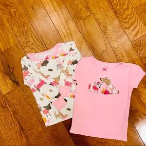 2 Carter’s Tops: Pink Short Sleeve T-shirt & White Print Long Sleeve 18 months